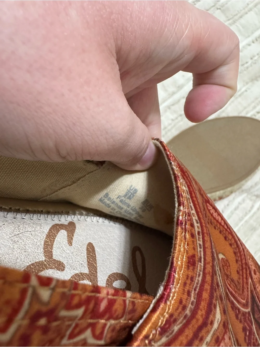 Sam Edelman Khloe Slip On Orange Paisley Espadrille